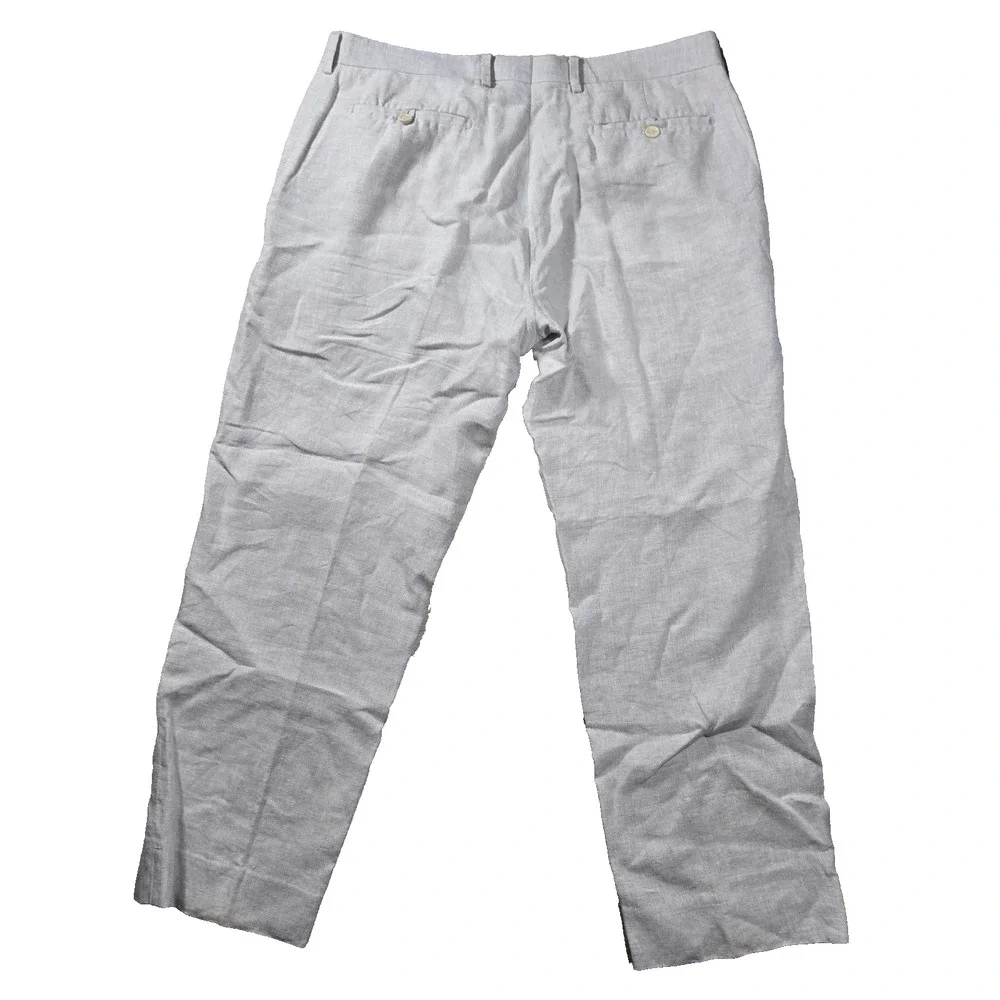 Murano Linen Chino Pants Men's 36x30 Khaki Tan Pleated Beach Coastal Old Money